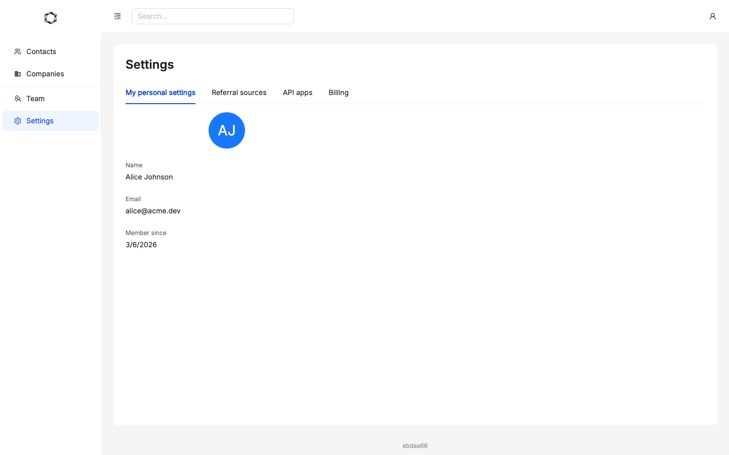 Driftwood CRM account settings